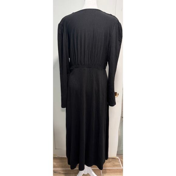 QUINCE Tencel Jersey V-Neck Long Sleeve Midi Dress Flowy Minimalist Size M - Picture 4 of 6